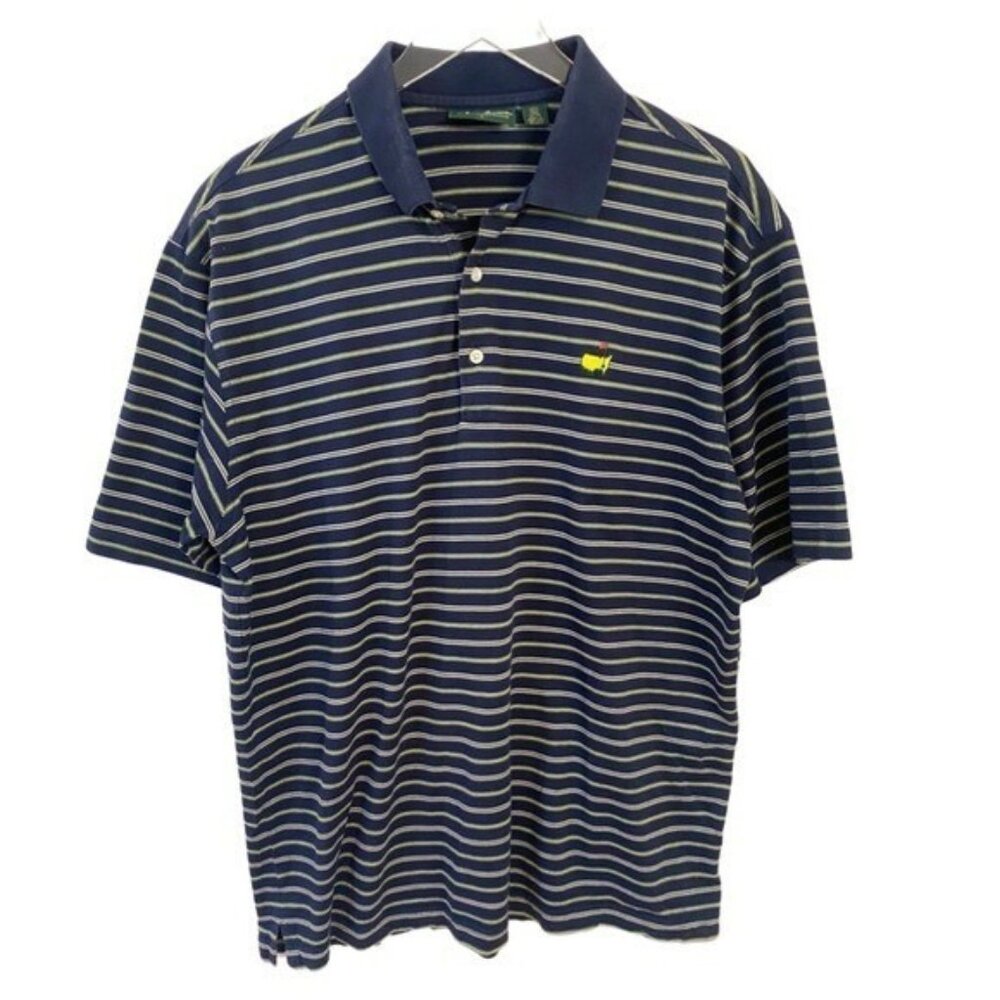 The Masters Striped Blue Golf Shirt By Amen Corner Size Large